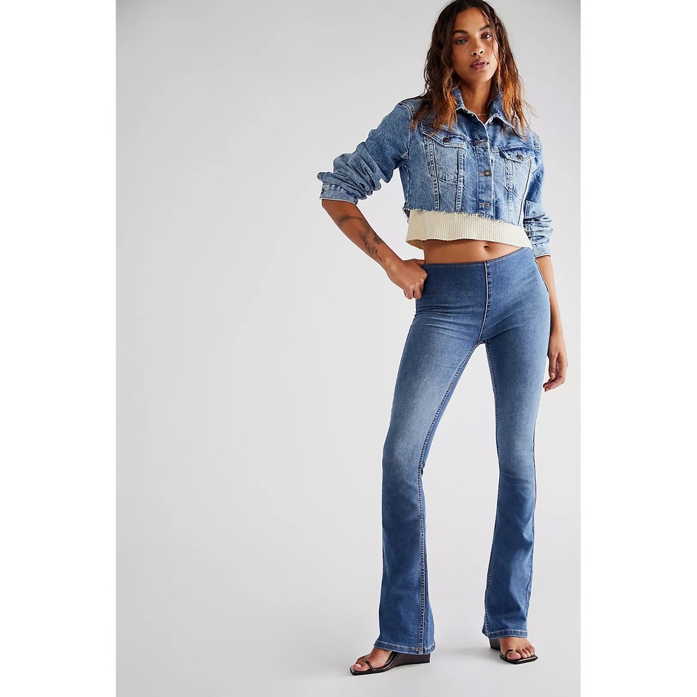 Jenny High-Rise Slim Mini Flare Jeans Starlett Blue 25 Y2K Summer Casual Stretch